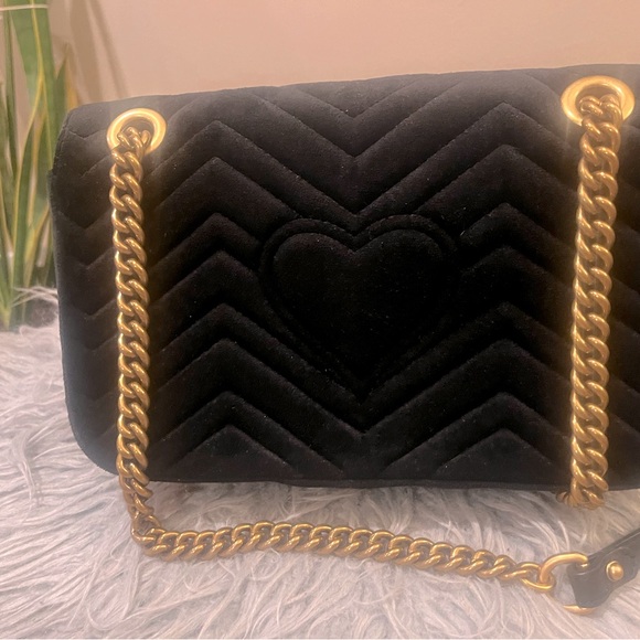 Gucci GG Velvet Marmont Matelasse Small Shoulder cross body Bag Black - Picture 2 of 16